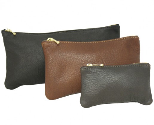 Large Leather Zippered Pouch