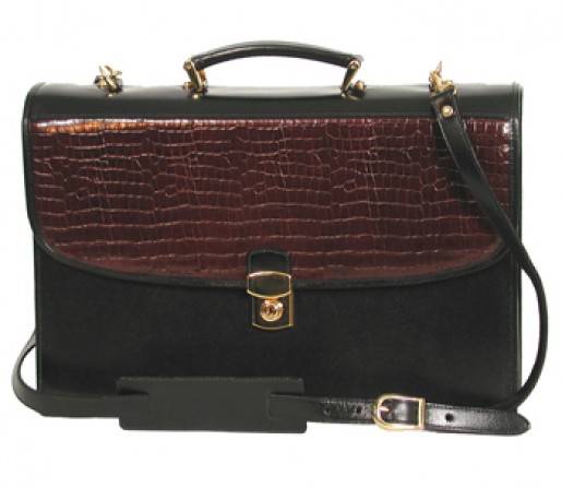 Black Roma Italian Leather Briefcase