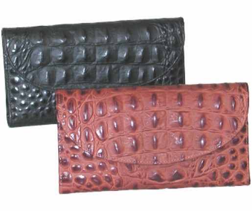 Ladies Crocodile Leather Checkbook Wallet
