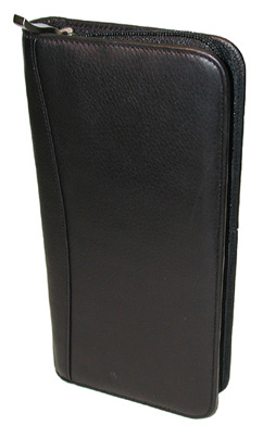 Zippered Leather Passport Travel Wallet