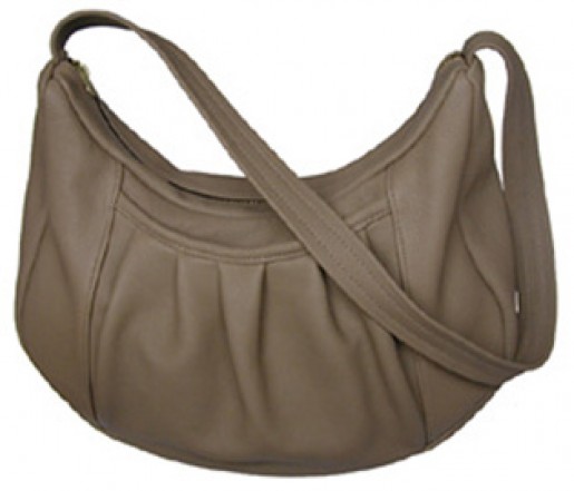 Large Pleated Pocket Leather Shoulder Bag