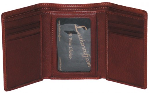   Leather Trifold Wallet With ID Window