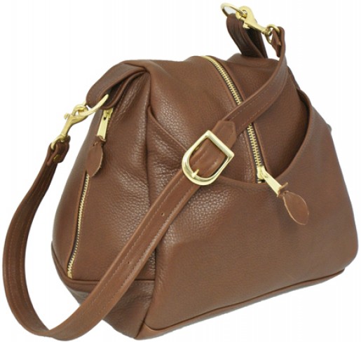 Cross Zippered Leather Shoulder Bag
