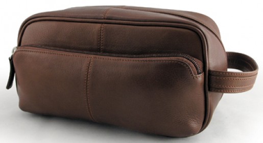 Triple Leather Zippered Travel Kit