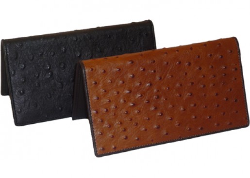 Ostrich Leather Checkbook