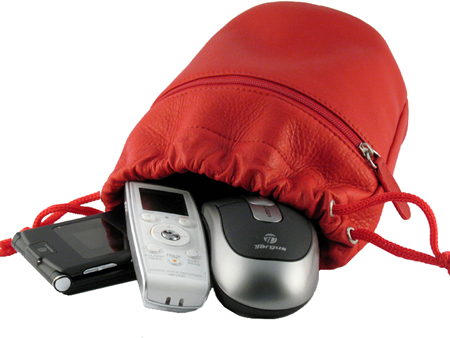 Large Leather Drawstring Bag